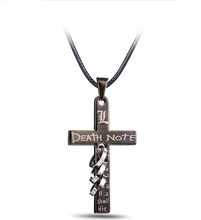 Hot Anime Death Note Necklace Grey Crucifix Shape Pendant Choker Collar Cross Rope Chain Men Women Gift Friend Cosplay Accessory 2024 - buy cheap