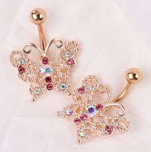 2015 New Rose Gold Cute Piercing Butterfly Belly Button Rings for Women Body Jewelry Accessories 2015 Brand  Piercing Navel 2024 - buy cheap