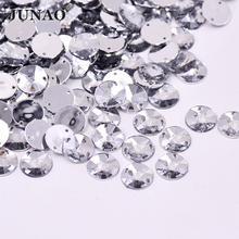 JUNAO 10mm Sewing Clear Crystals Round Rivoli Rhinestone Applique Flat Back Acrylic Strass Diamond Sew On Stones For Dress Bag 2024 - buy cheap