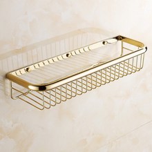 Cesta de ducha de baño de latón dorado de 45cm soporte de pared para almacenamiento de jabón/esponja, cesta de almacenamiento para baño, estante para champú 2024 - compra barato