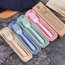 Eco-Friendly Baby Feeding Picnic Kids Cutlery Soup Camping Sets Spoon Fork Chopstick Tableware 3Pcs Case Safety Set 2024 - buy cheap