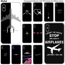 Aircraft Airplane fly patterned Soft Silicone Fashion Case for Apple iPhone 11 Pro XS MAX XR X 7 8 Plus 6 6s Plus 5 5C 5S SE TPU 2024 - купить недорого