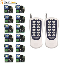 Sleeplion Mini DC 12V 1CH Wireless RF 12-key Remote Control Switch Transmitter+12 Receiver Switch Module 12V Kits 315MHz 433MHz 2024 - buy cheap
