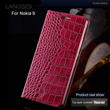 2018 New brand phone case genuine leather crocodile Flat texture phone case For Nokia 9 handmade phone case 2024 - buy cheap
