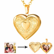 Heart Floating Photo Memory Locket Necklace Women Gold Color Fashion Men Jewelry Vintage Necklaces & Pendants P197 2024 - buy cheap