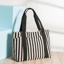 Luxury Brand Women Shoulder Bags Eco Striped Thicken Canvas Handbag Female Big Tote Bag Ladies Shopping Beach Bags Purses Sac 2024 - buy cheap