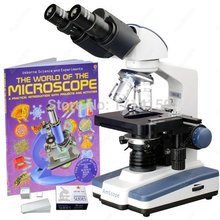 Microscópio binocular de laboratório com led, suprimentos amscópio 2500x com estágio e livro em branco 2024 - compre barato