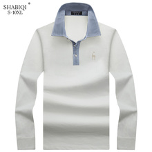 Camisa polo masculina de manga comprida, camisa polo casual de cor sólida, camisa de algodão, vários tamanhos plus size shab 2024 - compre barato