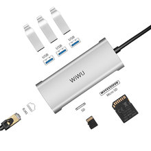 WiWU USB Hub Type C Hub for MacBook Pro Multi Ports USB 3.0 Hub RJ45 Adapter for Samsung Huawei P20/30 USB Splitter  USB 3.0 Hub 2024 - buy cheap