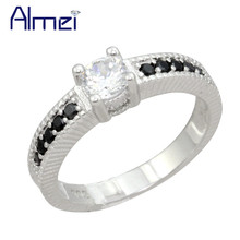 Almei 35%Off Silver Rings for Women Engagement CZ Zircon Ring Christmas Gift Bijoux Femme Fashion Anel Feminino Jewelry PJ001 2024 - buy cheap