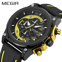 Megir relógio esportivo de luxo masculino, de quartzo, silicone militar do exército cronógrafo, relógios de pulso masculinos 2051 2024 - compre barato