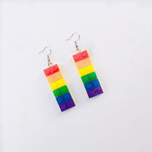 New Design Creative Rainbow Color Building Blocks Drop Earrings Colorful Lovely Geometric Earrings Funny Party Jewelry For Girl 2024 - buy cheap