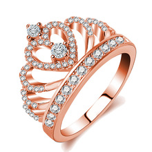 Ociki Cubic Zirconia Rose Gold Color Crystal CZ Wedding Rings Crown Jewelry for Women Girls Gift Drop Shipping Gift Wholesale 2024 - buy cheap