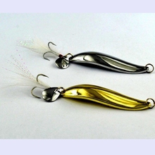 4 peças/lote ofício do Metal colher iscas Hard bait pesca com mosca combater minnow Poderosa Mordida 12g de prata de Ouro 6.5 cm FRETE GRÁTIS 2024 - compre barato