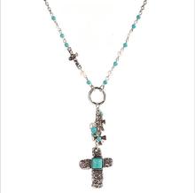 Ethnic Religion Alloy Cross Pendant Necklace For Women Boho Bib Imitation Pearl Synthetic Stone Chain Necklace Fashion Jewelry 2024 - buy cheap