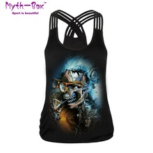 Women Sport Vest Smoking Skull 3D Print Yoga Shirt Sleeveless Running Tshirt Gym Fitness T-shirt Slim Tank Tops Quick Dry Blouse 2024 - buy cheap