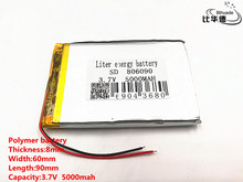 Batería de iones de litio para juguetes, Banco de energía, GPS,mp3,mp4, 3,7 V,5000mAH,806090 polímero, buena calidad, 2 unids/lote 2024 - compra barato
