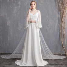 Beauty-Emily White Lace Wedding Dresses 2019 Long for Women Thin Wedding Party Bridal Dresses Long Wedding Gowns Custom made 2024 - buy cheap