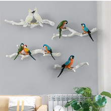 Lindos adesivos de parede três dimensional papagaio, artesanato de suspensão de parede de pássaro criativo, produtos de decoração de casa 2024 - compre barato