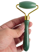 Натуральный зеленый массажный ролик Aventurine с одной головкой, практичный нефритовый массажер для лица, Портативный косметический инструмент для ухода за здоровьем, против морщин 2024 - купить недорого