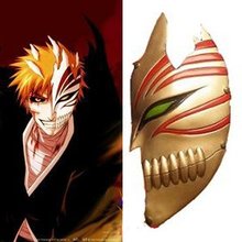 Bleach-cosplay de Kurosaki Ichigo bankai, Media máscara de Hollow (dorado), accesorios de disfraces para fiesta de Halloween 2022 - compra barato