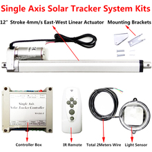 12" 300mm Stroke 12Volt DC Linear Actuator &Controller &Light Sensor &IR Remote DIY Single Axis Solar Panel Tracker Tracking Kit 2024 - buy cheap