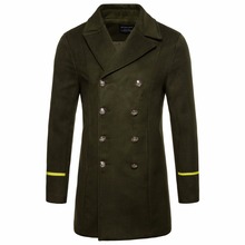Мужское зимнее пальто, шерстяное длинное двубортное пальто 2024 - купить недорого