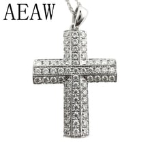 Aeaw-colar sólido de moissanite branca 14k, 1.6mm, 66 peças, cruz e pingente diamante 2024 - compre barato