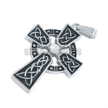 Claddagh Style Stone Iron Cross Pendant Stainless Steel jewelry Fashion Celtic Knot Motor Biker Pendant SWP0022B 2024 - buy cheap