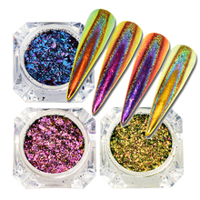 1 Bottle Chameleon Nail Glitter Powder Flakes Holographic Paillette Sequins Shining Color Nail Art Decoration SAQC01-12 2024 - купить недорого