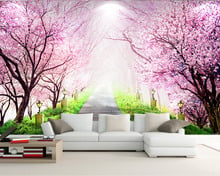 Pegatinas de pared autoadhesivas impermeables, Fondo de TV, Mural de pared, Hotel, sala de estar, papel tapiz, calcomanía de árbol rosa 2024 - compra barato