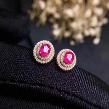 Natural ruby stud earring Free shipping Original real ruby 925 sterling silver 4*6mm*2pcs gemstone For men or women 2024 - buy cheap