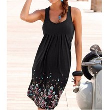 5XL Print Women Dresses 2019 Sleeveless Summer Ladies Casual Black Plus Size Loose Dress Boho Beach Dress Vestidos De Fiesta 2024 - buy cheap