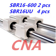 Fast Shipping:  2pcs SBR16 L 600mm Linear Bearing Rails + 4pcs SBR16UU Linear Motion Bearing Blocks (can be cut any length) 2024 - buy cheap
