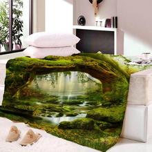 3D Tree River Forest Thin  Velvet Plush Art Throw Blanket On Bed Sofa Travel Beach Towel Bedspread  Home Dropping Custom 2024 - buy cheap