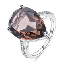 Женское кольцо с камнем 10.68Ct, натуральный дымчатый кварц груша, кольцо с драгоценным камнем для коктейлей из твердого серебра, ювелирные изделия из драгоценных камней, ювелирные изделия для женщин 2024 - купить недорого