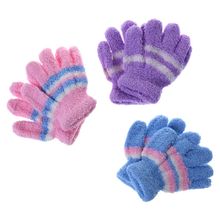 1 пара детских перчаток, теплые зимние теплые флисовые перчатки кораллового цвета для мальчиков и девочек, мягкие эластичные однотонные перчатки в разноцветную полоску 2024 - купить недорого