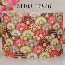 free shipping50 yards 1" 25 mm  good quality doughnuts pattern print grosgrain tape ribbon party 2024 - buy cheap