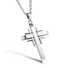 Fashion Men Jewelry Personalized Style Boy Cross Pendant Necklaces for Men 316 Stainless Steel in Silver color Boy gift 2024 - buy cheap