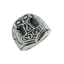 Anillo de acero inoxidable 316L con forma de martillo de Thor, joyería Tribal, nudo celta, motorista, anillo de calavera para hombre 2024 - compra barato