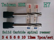 3 4 5 6 8 10 12mm  7pcs/set Taiwan HDK  Solid Carbide spiral reamer Chucking Reamer Precision H7 +0.005-0.012mm 2024 - buy cheap