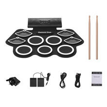Portable Electronic Drum Kit Hand Roll Drum Set 9 Silicon Pads Built-in Stereo Speaker Lithium Battery with Drumstick Foot Pedal 2024 - buy cheap