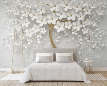 Beautiful white flowers 3d embossed wallpaper mural papel de parede,living room tv sofa wall wedding room wall papers home decor 2024 - buy cheap