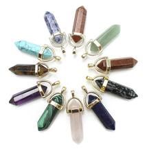 Multi Color Natural Stone Pendants Crystals Stones Women Men Gold Bullet Charm Necklace Jewelry Accessories 2024 - buy cheap