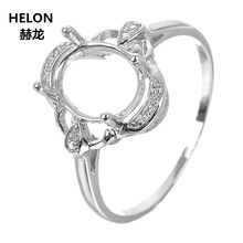 Solid 14k White Gold Natural Diamonds Engagement Wedding Ring 7x9mm Oval Cut Semi Mount Ring Setting Trendy 2024 - buy cheap