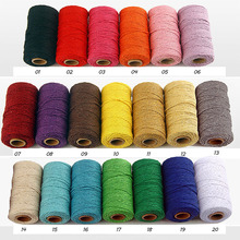 Cordão trançado de algodão puro de 100 jardas/rolo, corda artesanal para macramé, corda de linho artesanal de algodão multicolorida, para casa, têxteis, 20 cores 2024 - compre barato