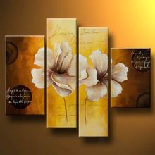 Hand Painted 4 Pieces White poppies II-Modern Canvas Art Wall Decor-Floral Oil Painting Wall Pictures for Living Rooms 2024 - buy cheap