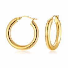 Pendientes redondos de Aro para mujer, aros sencillos de 38MM en dorado, de acero inoxidable, joyería femenina 2024 - compra barato