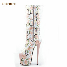 SDTRFT Plus-botas hasta la Rodilla para mujer, zapatos de tacón fino de 19cm, con plataforma y Punta abierta, tallas 34-49, 50 2024 - compra barato
