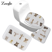 Zeegle-alfombra de baño con estampado de animales, juego de alfombrillas antideslizantes para ducha, alfombras absorbentes para pies, 3 uds. 2024 - compra barato